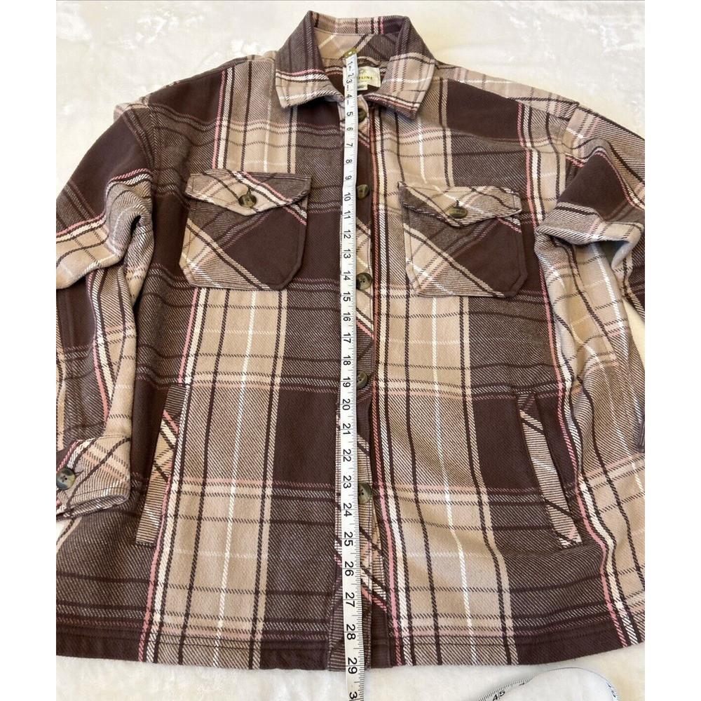 Offline by Aerie Women Flannel Shacket Sz S/P Brown/Tan Shirt Oversized Outdoor - Picture 4 of 8